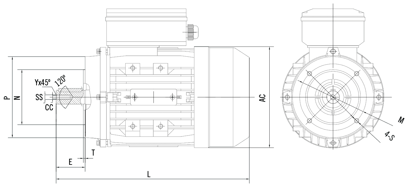 1-fas elmotor 0,55 kW 230 Volt | Fot-flänsmontering B3-B14 | 3000 varv/min – bild 3