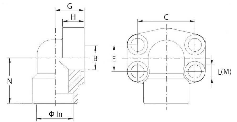 2" rostfri SAE 90° svetsfläns hona | Ø 61 mm | 3000 PSI – bild 2
