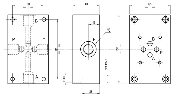 Underblock 35 l/min ABPT anslutningar på olika sidor | 310 bar | NG6 | 1 station – bild 3