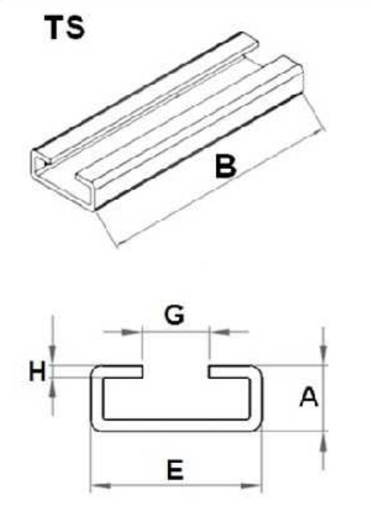 Rostfri monteringsskena 1m 14 x 28 för rörklämmor – bild 2