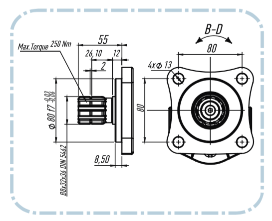 PTO Kugghjulspump med stålhus grupp 20 ISO serie pump 16cc – bild 3