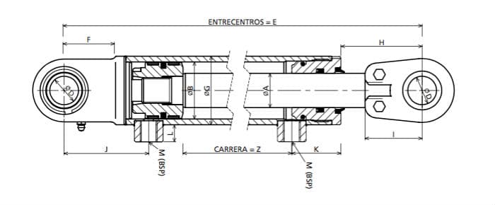 Hydraulcylinder 60x30x300 dubbelverkande med justerbart ledhuvud – bild 2