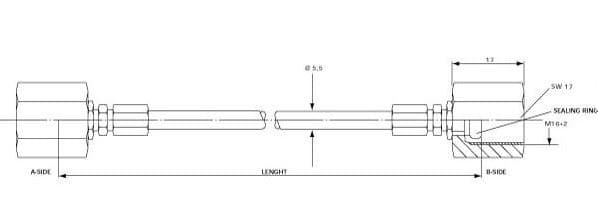 Mätpunktsslang 2000 mm M16 svivel (2x) – bild 2