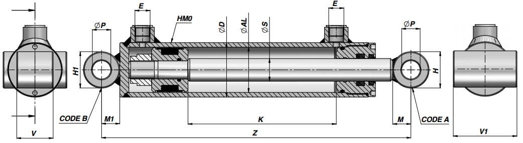 Dubbelverkande cylinder 60x30x400 med brett fäste – bild 2