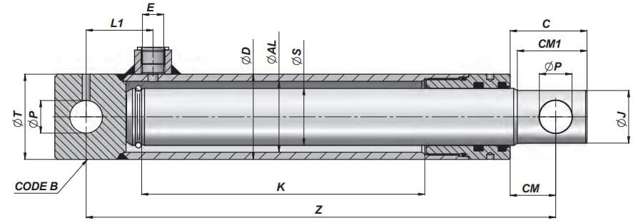 Enkelverkande cylinder 80x70x300 med öga – bild 2