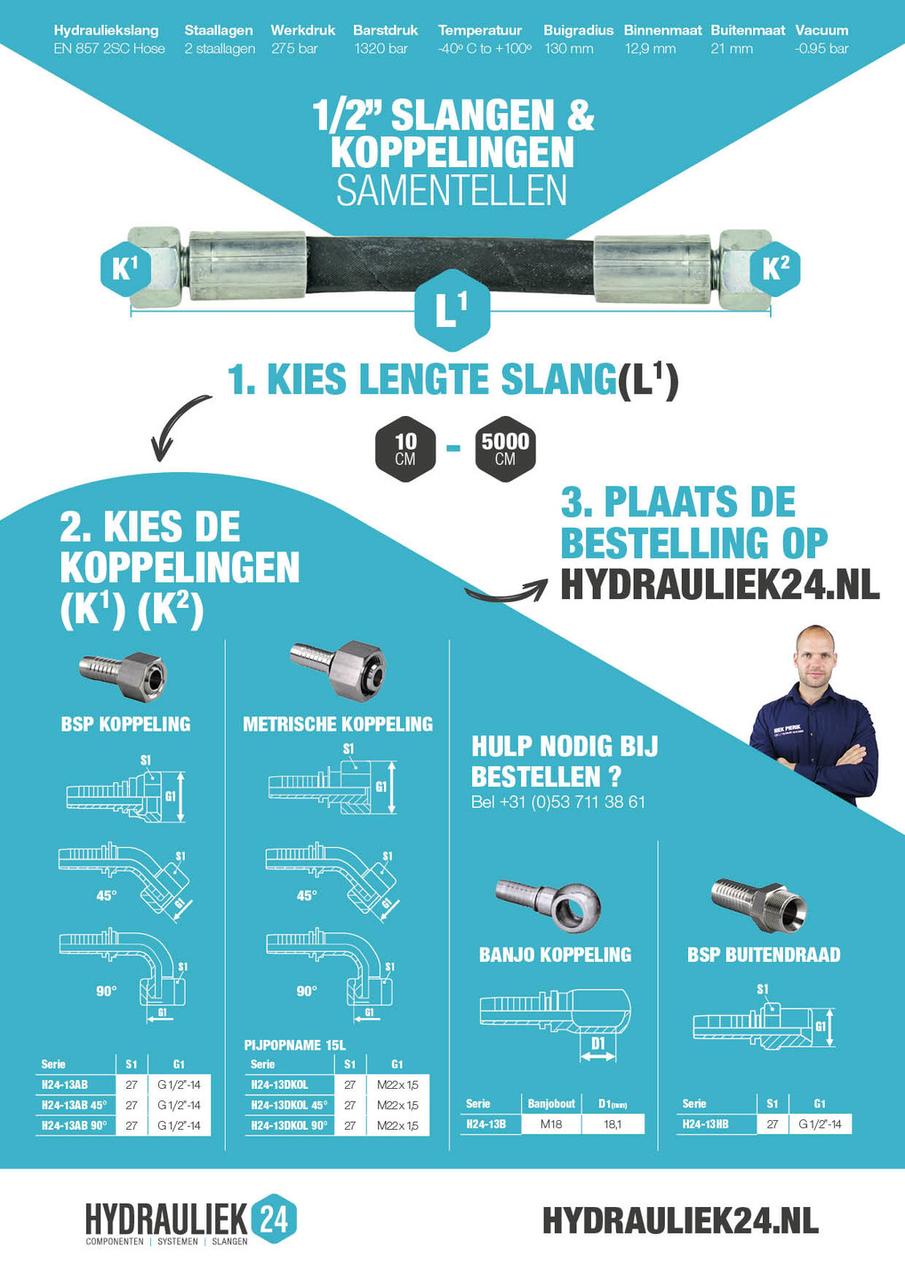 1/2” hydraulslang (275 bar) pressad efter mått – bild 2