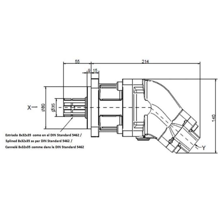 30cc axialkolvmotor 35 mm splinead axel – bild 2