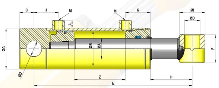 Dubbelverkande cylinder 60x30x1400 med fästen – bild 2