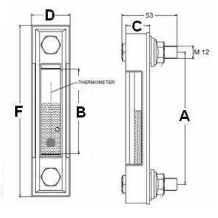 Nivåglas med termometer - anslutning M12 längd 254 mm – bild 2