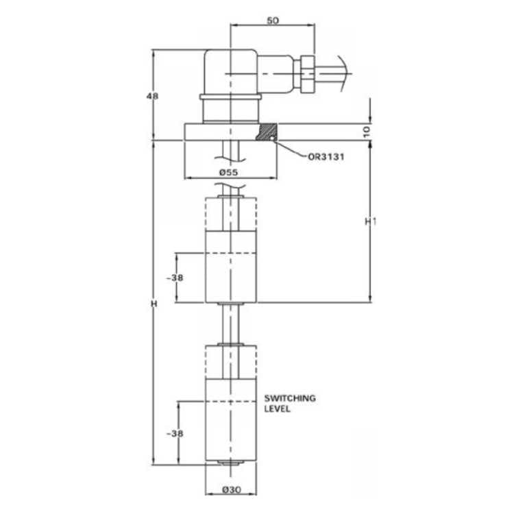 Elektrisk nivåmätare, hydraultank, Fläns, 250 mm (LEN) – bild 4
