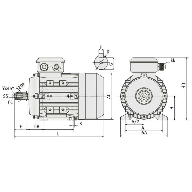 IE3 Elmotor 3 kW, 230/400 Volt Fot-/flänsmontering B3-B5, 1000 varv/min – bild 2