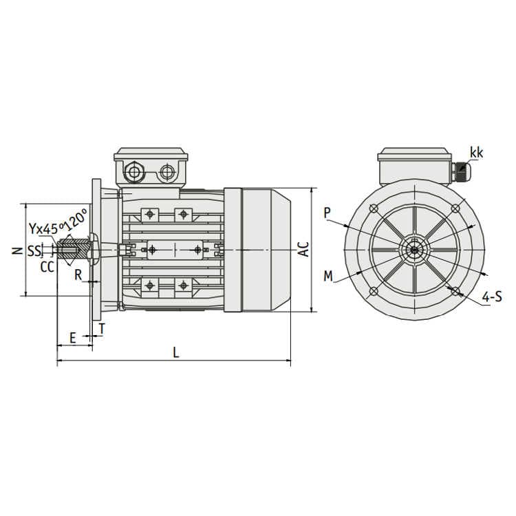 IE3 Elmotor 3 kW, 230/400 Volt Fot-/flänsmontering B3-B5, 1000 varv/min – bild 3