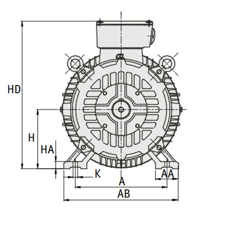 IE3 Elmotor 45 kW, 230/400 Volt Fot-/flänsmontering B3-B5, 1000 varv/min – bild 3