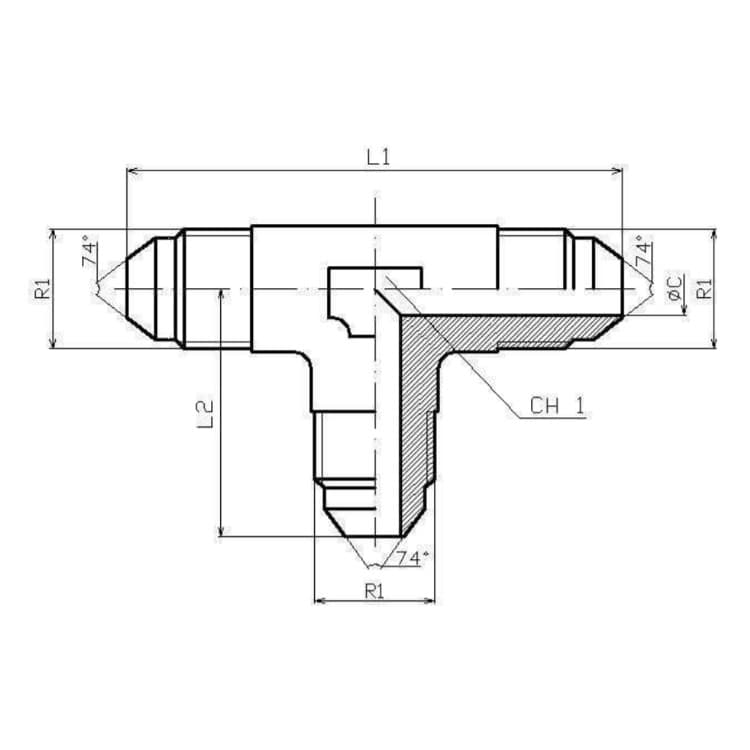 T-koppling JIC 1" 1/16 12h UNF – bild 2