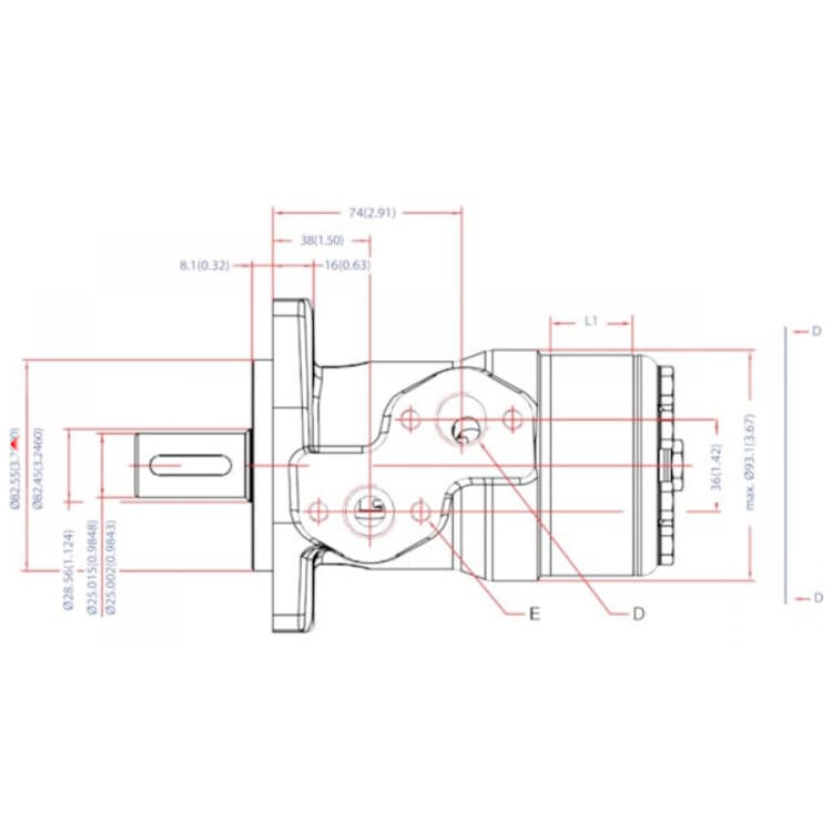 Danfoss OMP 40 cc hydraulmotor 25 mm axel – bild 3