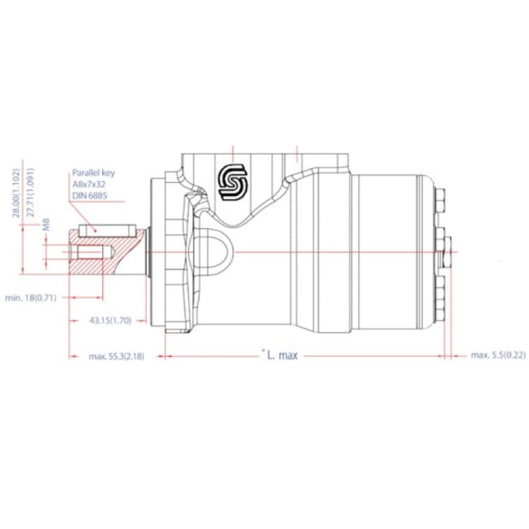 Danfoss OMP 400 cc hydraulmotor 25 mm axel – bild 2