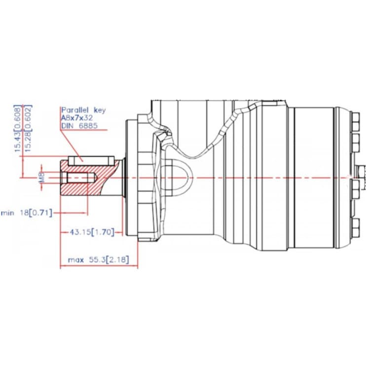 Danfoss OMR 160 cc hydraulmotor 25 mm axel – bild 2