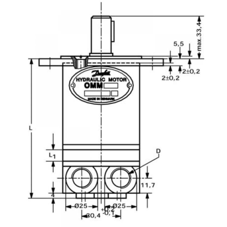 Danfoss OMM 32 cc hydraulmotor 16 mm axel med sidoanslutning – bild 4