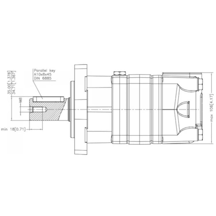Danfoss OMS 100 cc hydraulmotor 32 mm axel – bild 2
