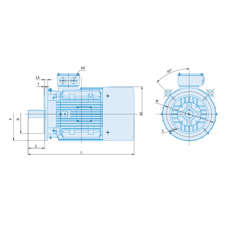 IE1-EG Elmotor 37 kW, 230/400 Volt Fot-flänsmontering B3-B5, 3000 varv/min – bild 3