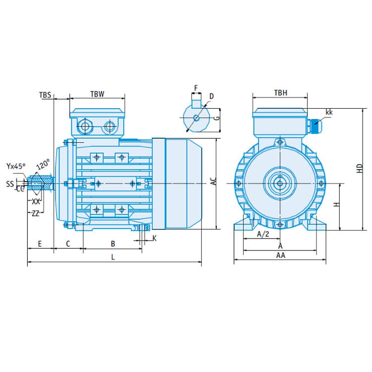 IE1 Elmotor 4 kW, 230/400 Volt Fot-/flänsmontering B3-B5, 1000 varv/min – bild 2