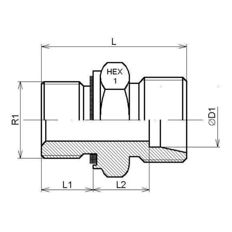 M20x1,5 - 14S (M22x1,5) hane inskruvningskoppling – bild 2