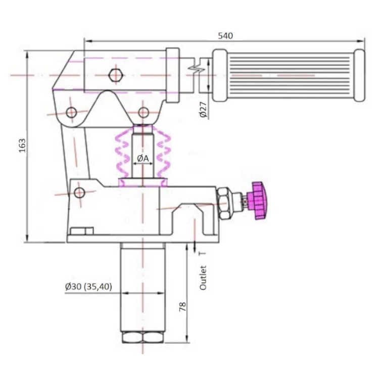 Handpump 12cc enkelverkande (tank montering) – bild 3