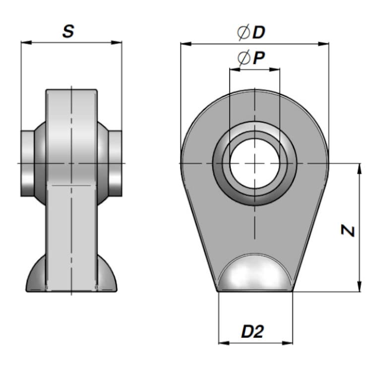 HM1 toppstångsöga med innerdiameter 25,4 mm för cylinder med kolvstång Ø50 mm, bredd 51 mm – bild 2