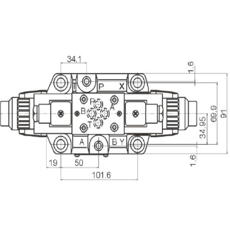 NG16 12V Cetop Elektrisk 4/3 riktningsventil, H-mittläge – bild 6