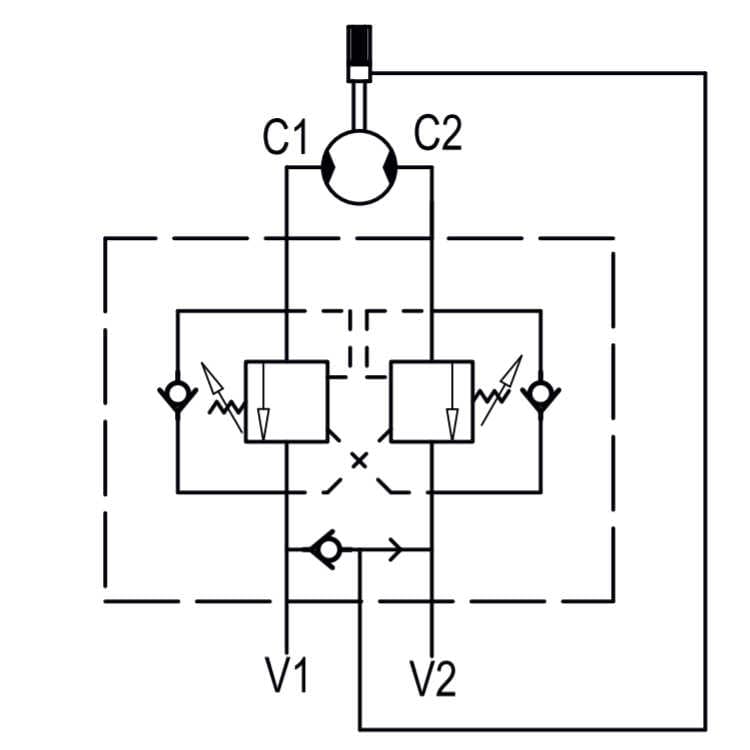 Dubbelverkande balanseringsventil flänsbar hydraulmotor VBCDF 1/2" DE MP/MR – bild 2