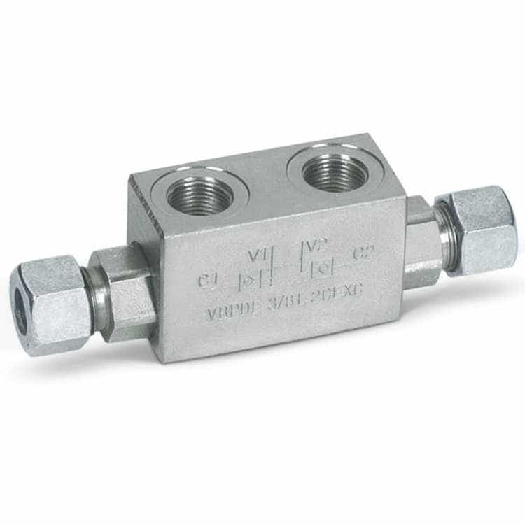 Dubbla hydrauliskt styrd backventil VBPDE 3/8" L 2CEXC