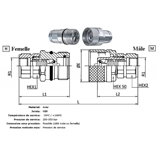 Skruv-snabbkoppling 3/8" BSP - M28x2 hane – bild 2