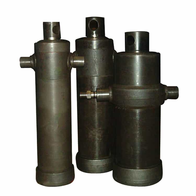 4-stegs teleskopcylinder, Ø61-107mm, slag 830mm, 180 bar med öga