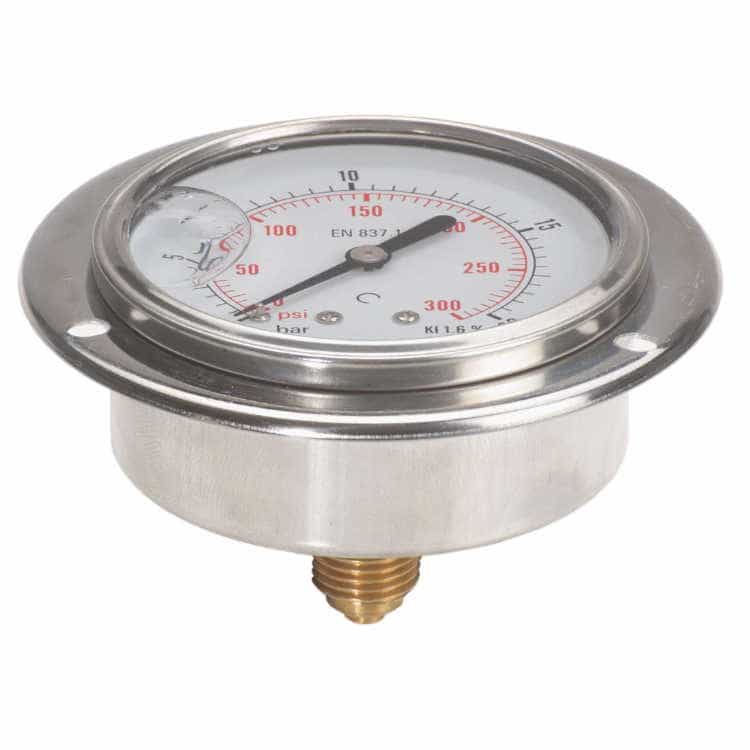 Manometer med bakanslutning 100 mm, inbyggnad, glycerinfylld, 1/2" BSP, 0-6 bar